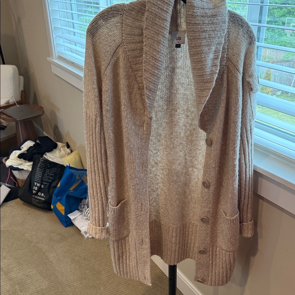 CAbi Taupe Knit Cardigan Sweater